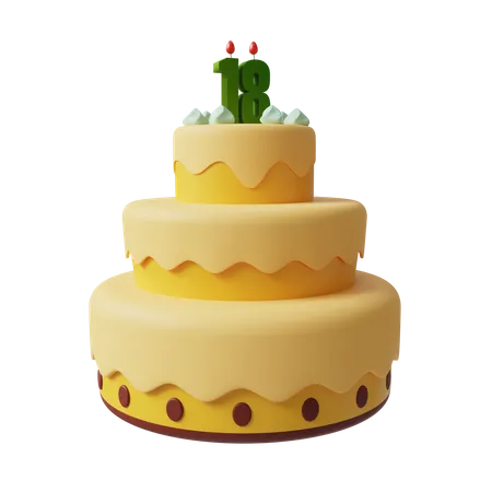 Pastel de cumpleaños número 18  3D Icon