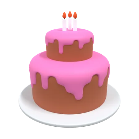 Pastel de cumpleaños  3D Illustration