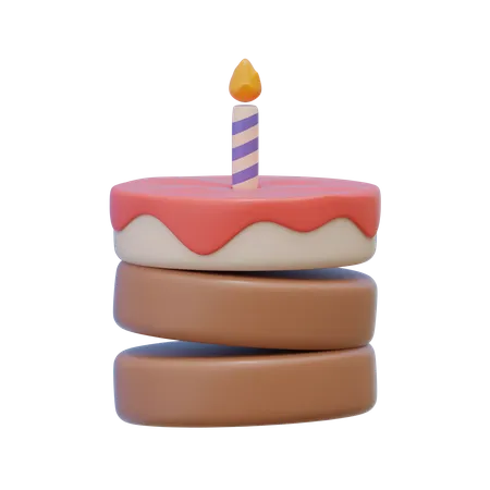 Pastel de cumpleaños  3D Illustration