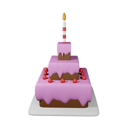 Pastel de cumpleaños  3D Icon