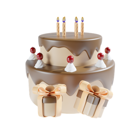 Pastel de cumpleaños  3D Icon