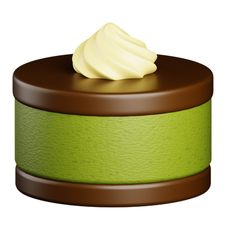Pastel de matcha con chocolate y glaseado  3D Icon