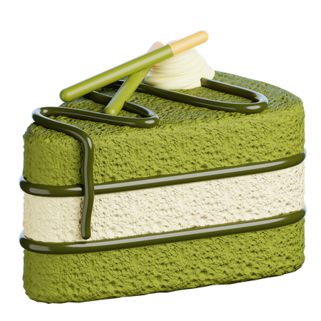 Pastel de rebanadas de matcha  3D Icon