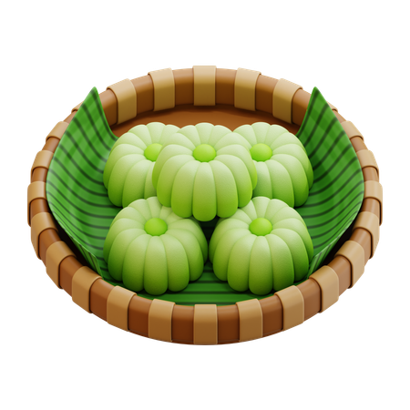 Pastel Putu Ayu Pandan  3D Icon