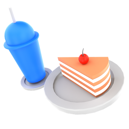 Pastel y bebida  3D Icon