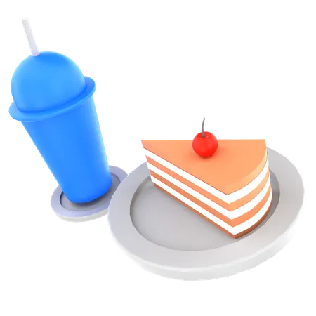 Pastel y bebida  3D Icon