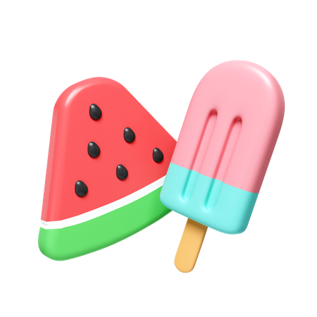 Pastèque et glace  3D Icon