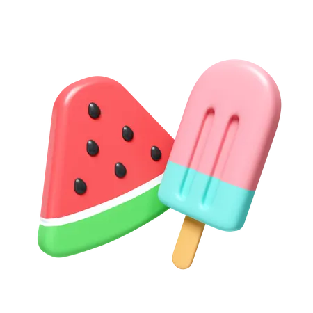 Pastèque et glace  3D Icon