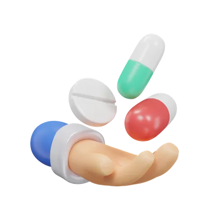 Pastillas en la mano  3D Icon