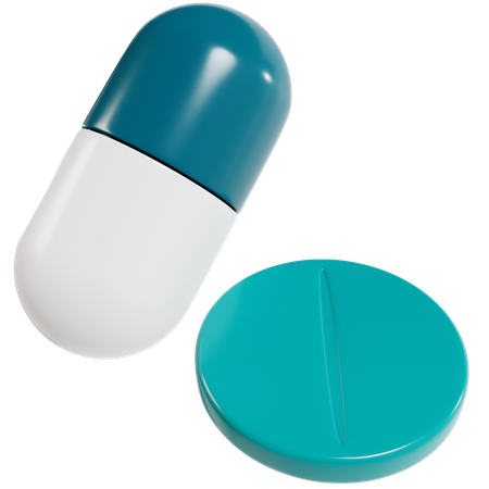 Pastillas azules y plateadas  3D Icon