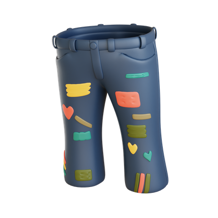 Jeans de trabalho remendado  3D Icon