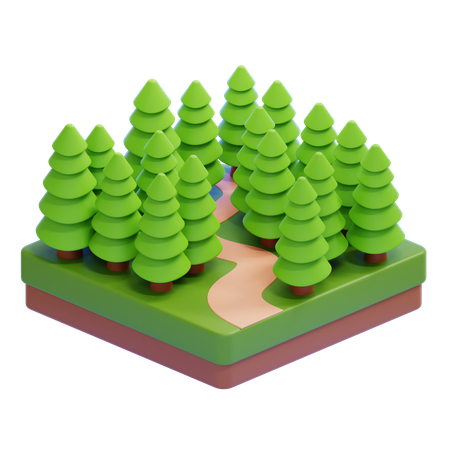 Pathway Through Pine Forest  3D Icon