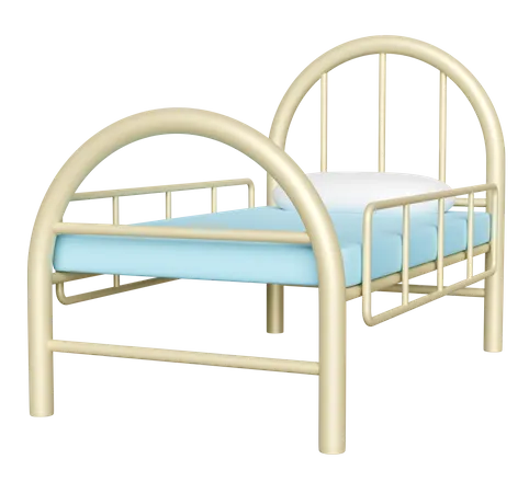 3 D Old Patient Bed Isolated 3D Icon