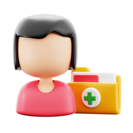 Female Patient Diagnose File Folder Document Medical Hospital 3 D Icon Illustration Render Design 3D Icon
