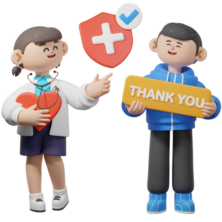 Patient Thanking Doctor for Service  3D Illustration