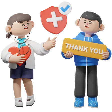 Patient Thanking Doctor for Service  3D Illustration