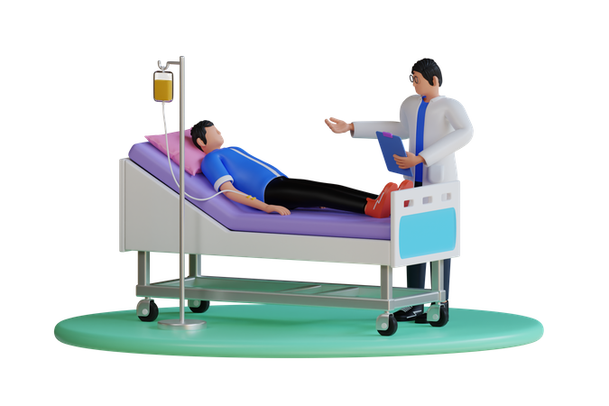 Patientenbesuch durch Arzt  3D Illustration