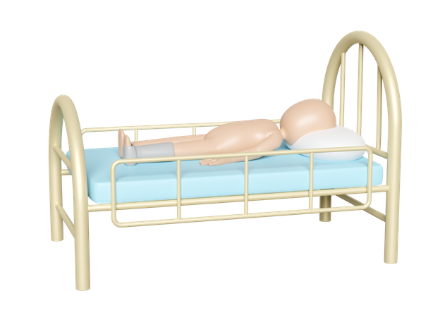 Patientenbett mit Patient  3D Icon