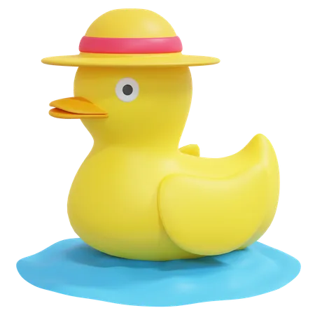 Pato amarillo nadando  3D Icon