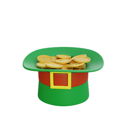 Patrick Day Hat With Coins  3D Icon