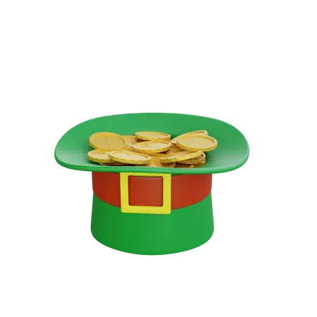 Patrick Day Hat With Coins  3D Icon