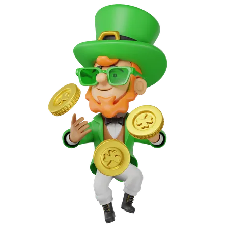 St Patricks Character With Coins 3D Illustration