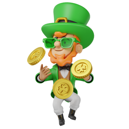 Patricks Character With Coins  3D Illustration