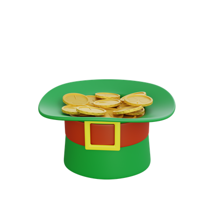 Patricks Day Hut mit Münzen  3D Icon