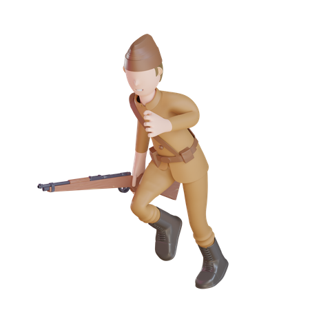 Patriot fighter walking with gun 3D Illustration