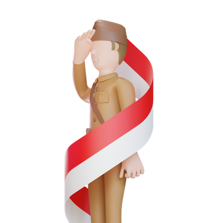 Patriot soldier give salute  3D Illustration