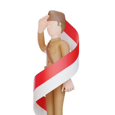 Patriot soldier give salute  3D Illustration