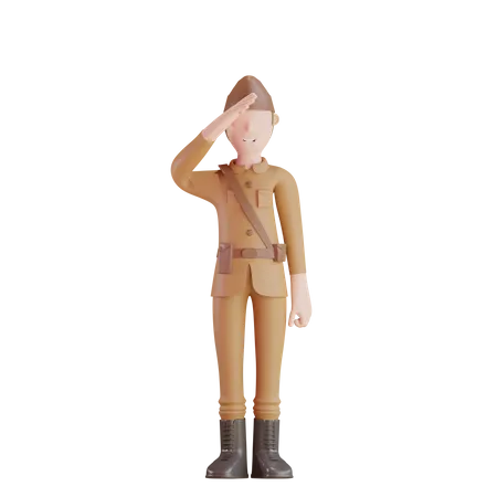 Patriot soldier give salute 3D Illustration