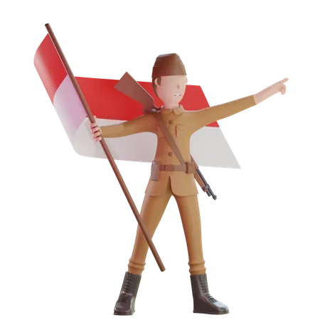 Patriot veteran waving country flag  3D Illustration