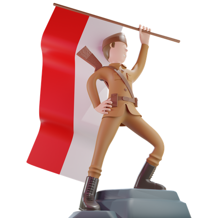 Patriot veteran waving country flag  3D Illustration