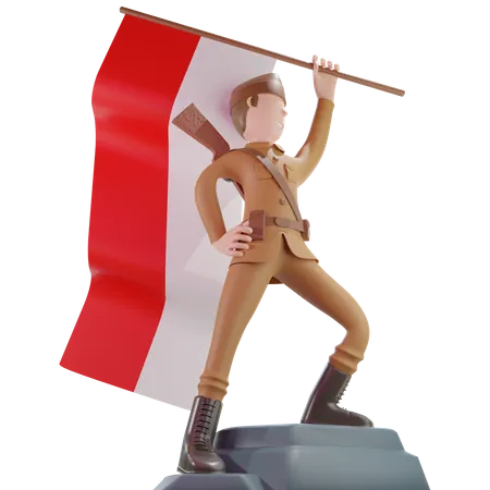 Patriot veteran waving country flag  3D Illustration