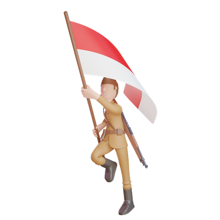 Patriot veteran waving country flag  3D Illustration