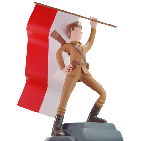 Patriot veteran waving country flag 3D Illustration