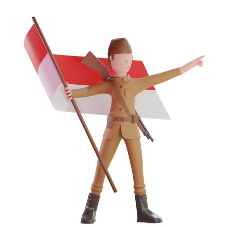 Patriot veteran waving country flag 3D Illustration