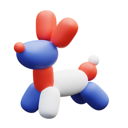 Patriotic Balloon Dog  3D Icon
