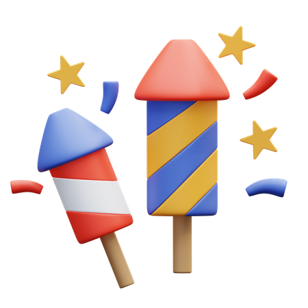 Patriotic Fireworks  3D Icon