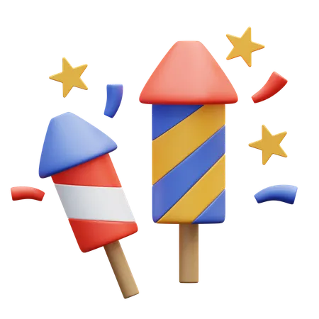 Patriotic Fireworks  3D Icon