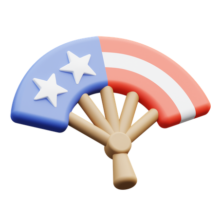 Patriotic Folding Fan  3D Icon
