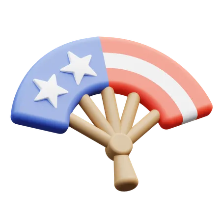 Patriotic Folding Fan  3D Icon