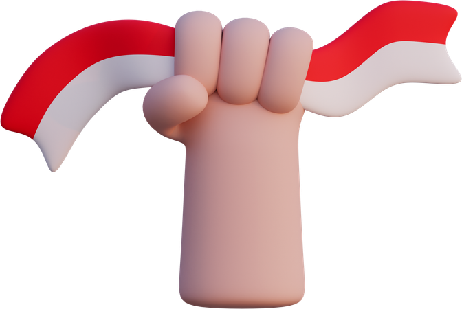 Patriotische Hand mit Flaggenband  3D Icon