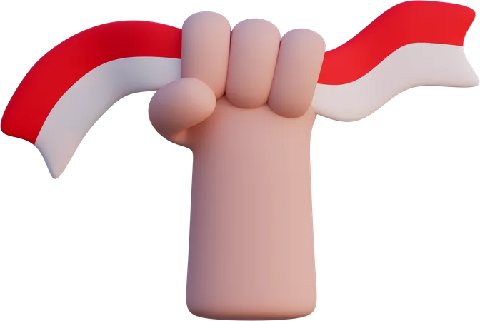 Patriotische Hand mit Flaggenband  3D Icon