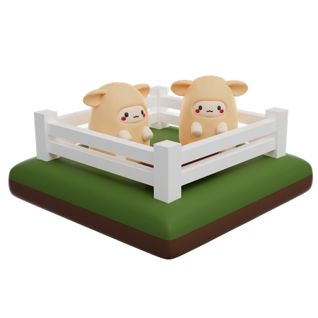 Moutons paissant  3D Icon