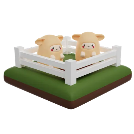 Moutons paissant  3D Icon