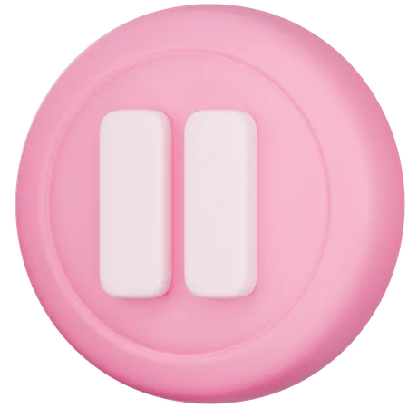 3 D Pink Pause Icon 3D Icon