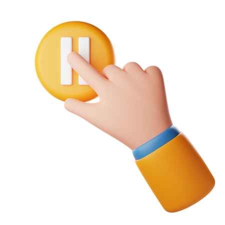 Pause Touch Hand Gesture 3D Icon