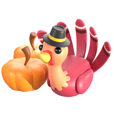 Pavo con calabazas  3D Icon